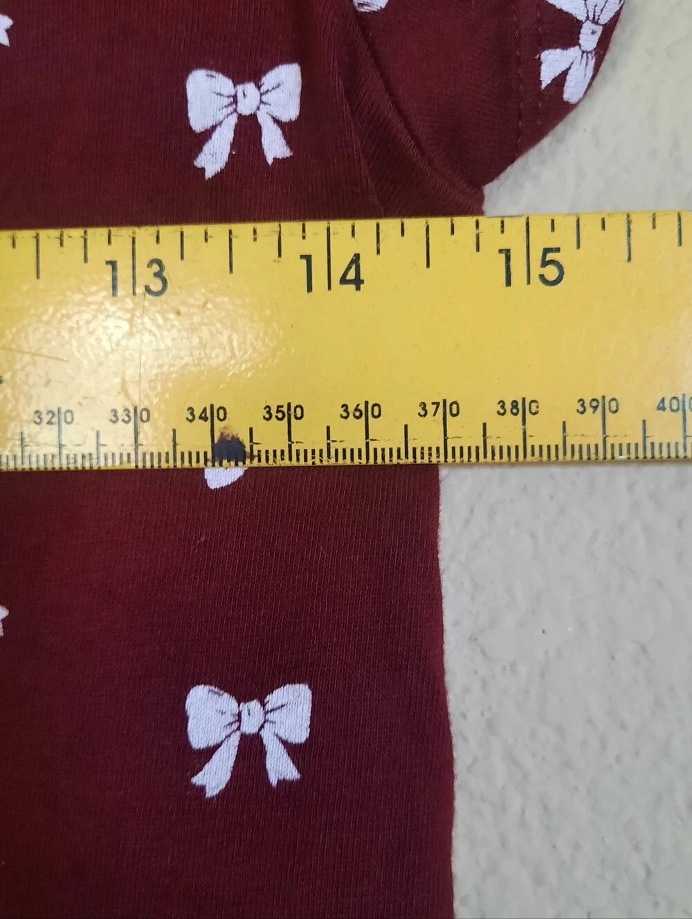 Old Navy Girls Maroon Short Sleeve Dress with White Bow Print